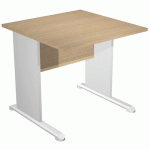 BUREAU DROIT PIEDS L FAST - 80 CM - CHÊNE - GRIS ALU/ALU