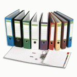 CLASSEUR A LEVIER PERGAMY - EN PAPIER RECYCLE INTERIEUR/EXTERIEUR - DOS 8 CM - A4 - BLEU MOYEN