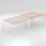 EXTENSION TABLE DE RÉUNION MODULABLE ECLA CHÊNE CLAIR L 140 X P 126 PIÈTEMENT MÉTAL ET BOIS