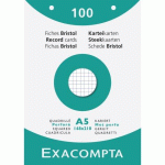 FICHE BRISTOL 148 X 210 MM QUADRILLÉE 5 X 5 BLANCHE PERFORÉE EXACOMPTA - BOÎTE DE 100