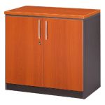 MEUBLE BAS AXIOME AVEC PORTES - H.72 X L. 80 X P. 47 CM - CORPS ANTHRACITE - PORTES MERISIER