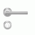 POIGNÉES DE PORTE SUR ROSACES RONDES SÉRIE R 220 CHICAGO - CHROMÉ SATINÉ - CLÉ L KARCHER DESIGN
