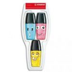 STABILO COQUE DE 3 SURLIGNEURS MINI EYE BLEU, ROSE, JAUNE