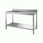 TABLE DE TRAVAIL EN INOX PROFI 12X6 AVEC ÉTAGÈRE BASSE ET DOSSERET