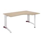 BUREAU COMPACT RETOUR À DROITE BIOSPACE 2 - L. 160 X P. 110 CM - PLATEAU 'CHÊNE' - PIEDS L 'BLANC' - EMBASES : 'FRAMBOISE'.