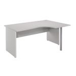 BUREAU COMPACT RETOUR À DROITE EVOLUTION 2 - L. 160 X P. 110 CM - PLATEAU 'GRIS' - PIEDS PLEINS 'GRIS'.