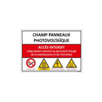 SIGNALETIQUE.BIZ FRANCE - SIGNALÉTIQUE CHAMP PANNEAUX PHOTOVOLTAIQUE (D0975) - ADHÉSIF - 210 X 300 MM - ADHÉSIF