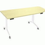 TABLE PLATEAU PIVOTANT AVEL AVEC ANGLE INTÉGRÉ PIED BLANC SUR ROULETTES