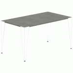 TABLE RÉUNION LORI 120 X 80 CM PLATEAU BÉTON PIED BLANC - MBA