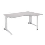 BUREAU COMPACT RETOUR À DROITE BIOSPACE 2 - L. 180 X P. 110 CM - PLATEAU 'GRIS' - PIEDS L 'BLANC' - EMBASES : 'BLANCHES'.