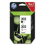 PACK 2 CARTOUCHES HP 302 NOIR ET COULEURS POUR IMPRIMANTES JET D