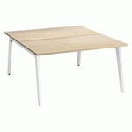PÔLE 2 BUREAUX DROITS EXPRIM L 140 CM CHÊNE CLAIR PIÉTEMENT MÉTAL BLANC