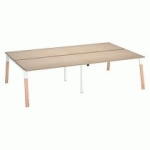 PÔLE DE 4 BUREAUX DROITS L 140 X P 80 CM, PIÉTEMENT BOIS MÉTAL CHÊNE CLAIR - ARCH