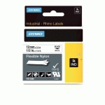 RUBAN NYLON FLEXIBLE DYMO RHINO 12 MM 18488 BLANC ÉCRITURE NOIRE