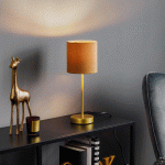 FISCHER & HONSEL LAMPE À POSER AURA SOCLE DORÉ ABAT-JOUR JAUNE/DORÉ