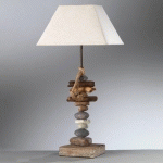 ONLI LAMPE DE TABLE SEREGON AVEC DÉCORATION EN PIERRE, HAUTEUR 63 CM