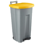 ROSSIGNOL POUBELLE MOBILE A PEDALE - 90 L - BOOGY - GRIS / JAUNE