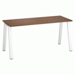 BUREAU DROIT INDIVIDUEL NOYER 160 X 60 CM, PIÉTEMENT MÉTAL BLANC - ARCH