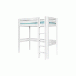 PACK LIT MEZZANINE 2 PLACES ADAM + MATELAS  BLANC 120X190 CM/OPT:ECHELLE GRAND CÔTÉ