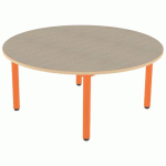 TABLE CARÉLIE RONDE Ø120 T2 STR POLY. ÉRABLE G. BEIGE/PAPAYE - MOBIDECOR