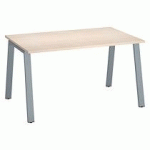 BUREAU DROIT INDIVIDUEL CHÊNE CLAIR 140 X 80 CM, PIÉTEMENT MÉTAL ALUMINIUM - ARCH