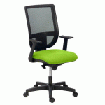 CHAISE DE BUREAU NAO TISSU ET MAILLE VERT - DOSSIER HAUT AVEC ACCOUDOIRS FIXES - MÉCANISME SYNCHRONE - PIEDS NOIRS