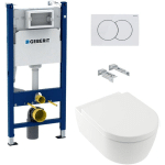 GEBERIT - PACK WC BATI SUPPORT + WC VILLEROY & BOCH ARCEAURIMLESS + ABATTANT SOFTCLOSE + PLAQUE BLANCHE (ARCEAURIMLESSGEB3)