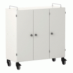 ARMOIRE BASSE SHIFT+ LANDSCAPE MÉLA. 9 CASES - 3 PORTES - BLANC - ROUGE SANG - MANUTAN COLLECTIVITÉS