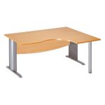 BUREAU COMPACT RETOUR À DROITE ACTIVITY 2 - L. 160 X P. 100 CM - PLATEAU HÊTRE - PIEDS L 'ALUMINIUM'