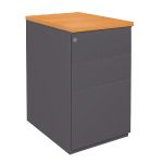 CAISSON HAUTEUR BUREAU MÉTAL NF ENVIRONNEMENT ANTHRACITE TOP CÈDRE, H.72 X L. 42 X P. 60 CM