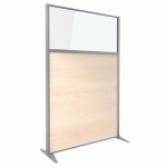 CLOISON KP+ MÉLAMINÉ VERRE CHÊNE PROFIL ARGENT 180X81CM - CLEN