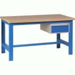 ETABLI SI 40 PLATEAU HÊTRE MULTIPLIS 2000X750 + 1 TIROIR BLEU RAL 5015 - MANUTAN COLLECTIVITÉS