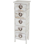COMMODE / TABLE D'APPOINT FORLI / ARMOIRE, 5 TIROIRS, 86X29X25CM, SHABBY, VINTAGE BLANC - WHITE