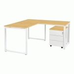 TABLE OFFICE PRO PIED CARRE 160 X 80 CM HÊTRE PIED BLANC