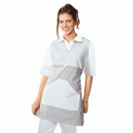 TABLIER MÉDICALE PONCHO V BLANC RAYÉ GRIS