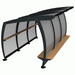 ABRI GOUTY 4.5 M PMMA MÉTAL GRIS 7016 BANQUETTE TECK - BUTON DESIGN