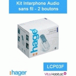 KIT INTERPHONE AUDIO SANS FIL - 2 LOGEMENTS 2 BOUTONS - HAGER LOGISTY - LCP03F