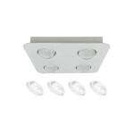 LINDBY PLAFONNIER JYLA, BLANC, 3.000 K, À 4 LAMPES, LENTILLE