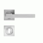 POIGNÉES DE PORTE SUR ROSACES CARRÉES SÉRIE ER 47Q PORTLAND -SATINÉ -CLÉ L KARCHER DESIGN