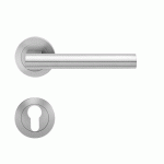POIGNÉES DE PORTE SUR ROSACES RONDES SÉRIE ER 45 MADEIRA - INOX SATINÉ - CLÉ I KARCHER DESIGN