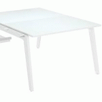 PÔLE 2 BUREAUX DROITS EXPRIM L 140 CM BLANC PIÉTEMENT MÉTAL BLANC