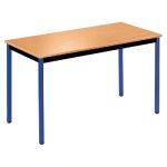TABLE MODULAIRE DOMINO RECTANGLE - L. 120 X P. 60 CM - PLATEAU HÊTRE - PIEDS BLEU