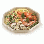 ASSIETTE OCTOGONALE EN CANNE À SUCRE AVEC COUVERCLE