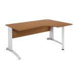 BUREAU COMPACT RETOUR À GAUCHE BIOSPACE 2 - L. 180 X P. 110 CM - PLATEAU MERISIER - PIEDS L BLANC - EMBASE 'BLANCHE'.