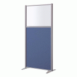 CLOISON B-ZEN DE SÉPARATION SEMI VITRÉE TISSU BONDAI BLEU- H 160 X L 81 CM CADRE GRIS ARGENT -SANS PIED