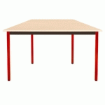TABLE MODULAIRE DOMINO TRAPEZE - L. 120 X P. 60 CM - PLATEAU ERABLE - PIEDS ROUGES