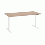 BUREAU RÉGLABLE EN HAUTEUR ÉLECTRIQUE CHÊNE CLAIR ECLA ERGO PREMIUM 160 X 80 CM PIEDS BLANC