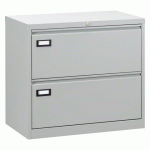 CRÉDENCE MÉTAL 2 TIROIRS POUR DOSSIERS SUSPENDUS GRIS CLAIR