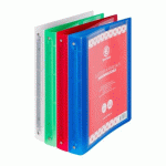 LOT DE 8 - CLASSEUR 4 ANNEAUX PLASTIFIÉ BRUNEAU PERSONNALISABLE A4 - DOS 4 CM COULEURS ASSORTIES TRANSLUCIDES