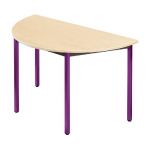 TABLE MODULAIRE DOMINO 1/2 ROND - L. 120 X P. 60 CM - PLATEAU ERABLE - PIEDS PRUNE